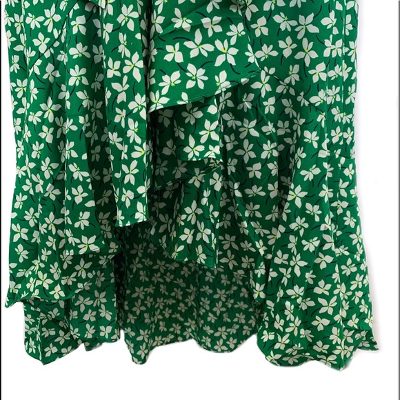 ELIZA J Floral Faux Wrap High/Low Midi Dress Green White Women's Size 18 - Picture 2 of 15